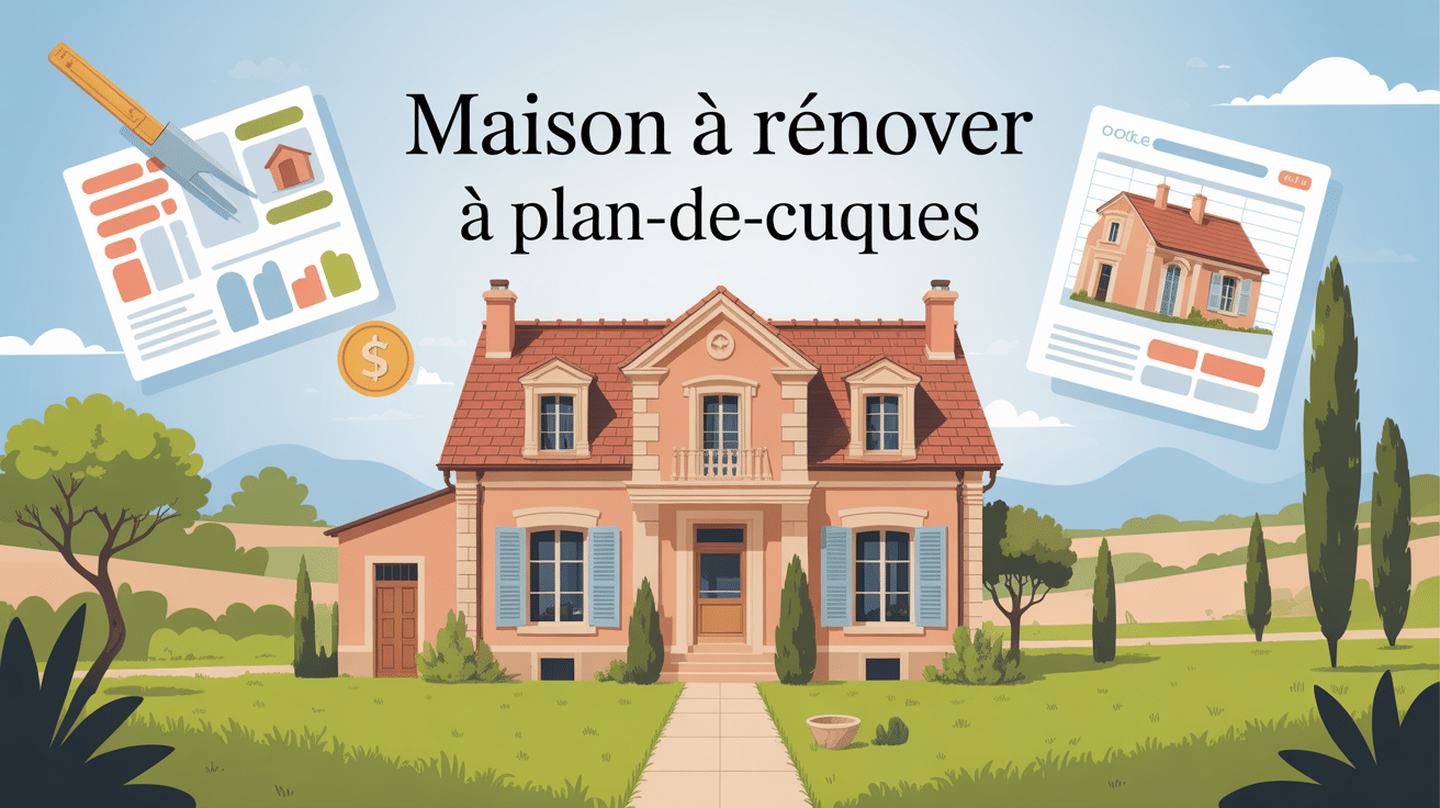 maison a renover plan de cuques illustration stylisée campagne