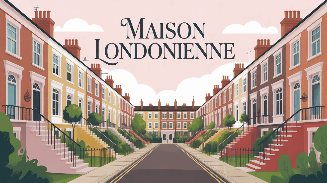 maison londonienne typique avec bow-windows et jardin
