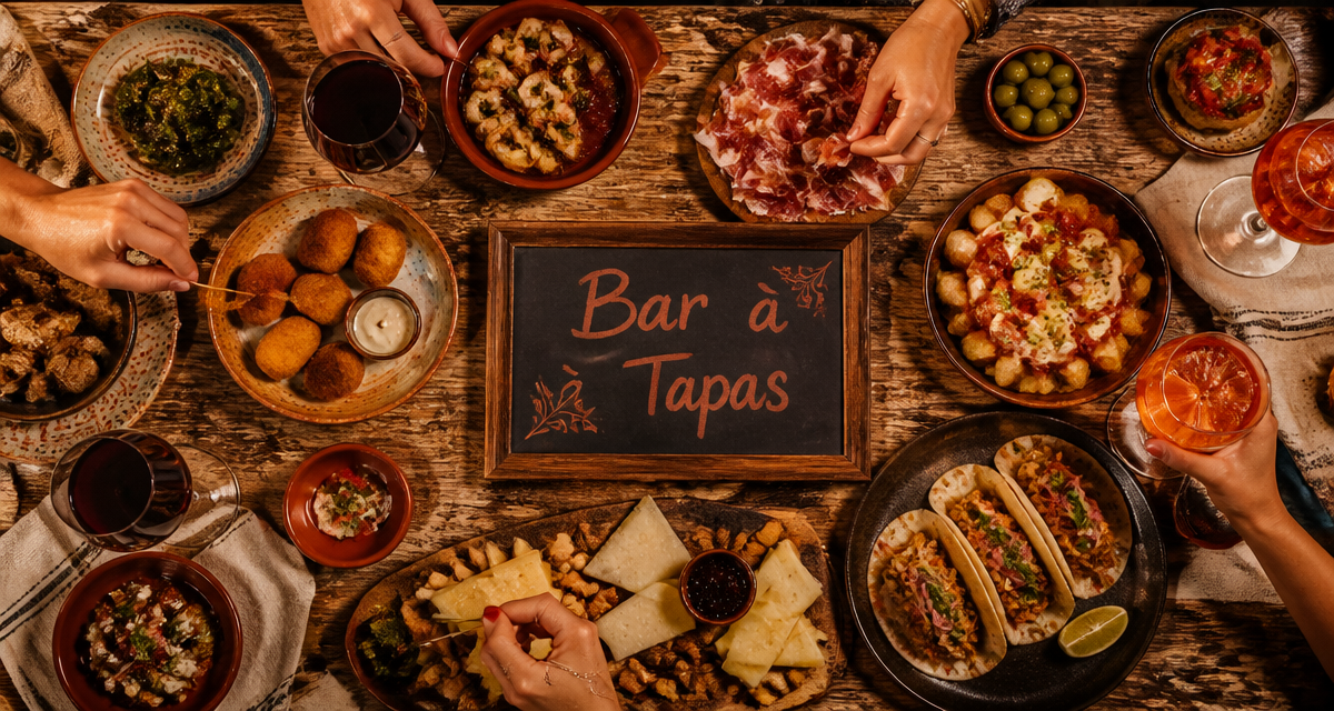 Bar a tapas table avec tapas variés et ambiance conviviale