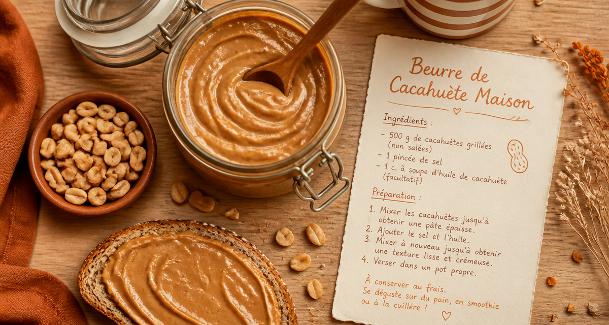 beurre de cacahuete sans sucre artisanal sur table