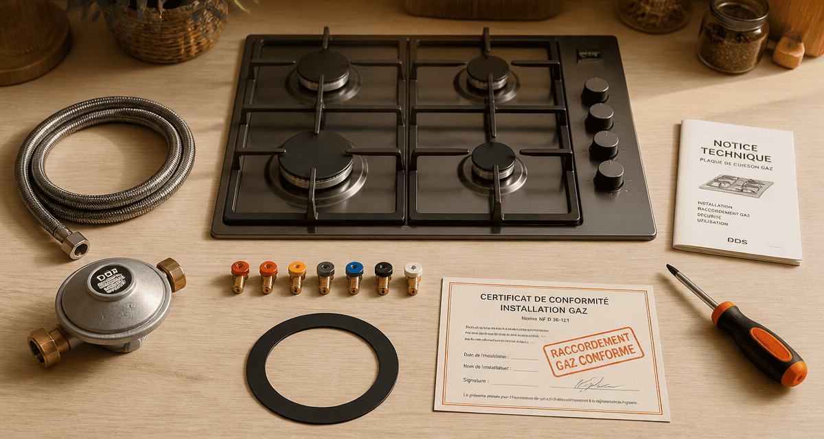 installer une plaque de cuisson gaz avec accessoires sécurité