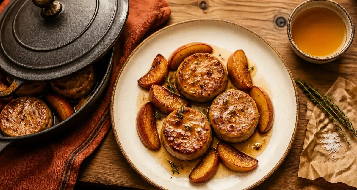 Accompagnement boudin blanc : boudin doré aux pommes rôties et cidre