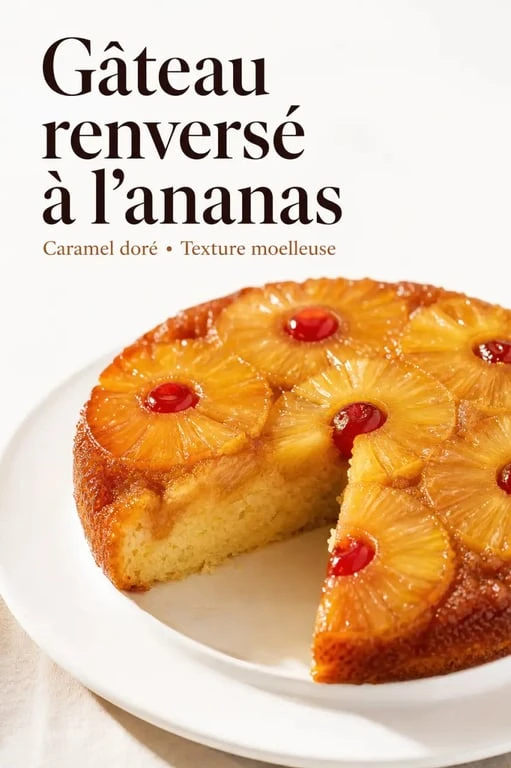 Gâteau renversé à l'ananas caramélisé, une recette de dessert à l'ananas gourmande et facile.