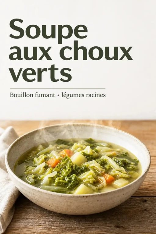 Bol de soupe aux choux verts traditionnelle et réconfortante