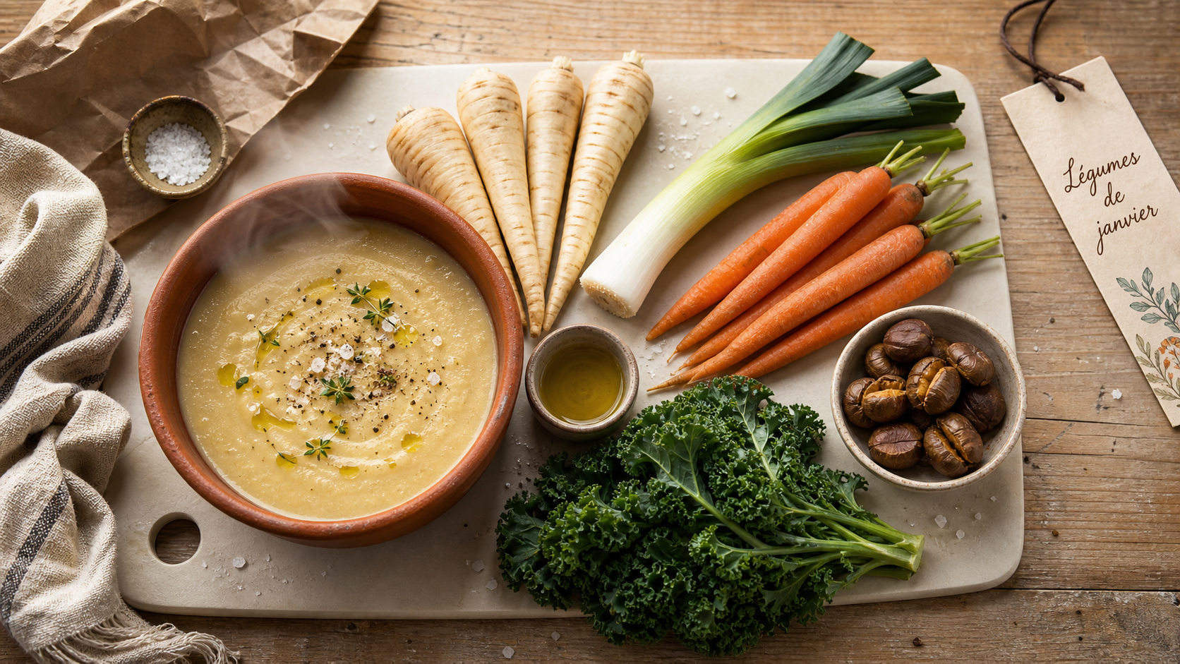 Légumes de saison janvier : soupe velouté de panais et légumes d’hiver