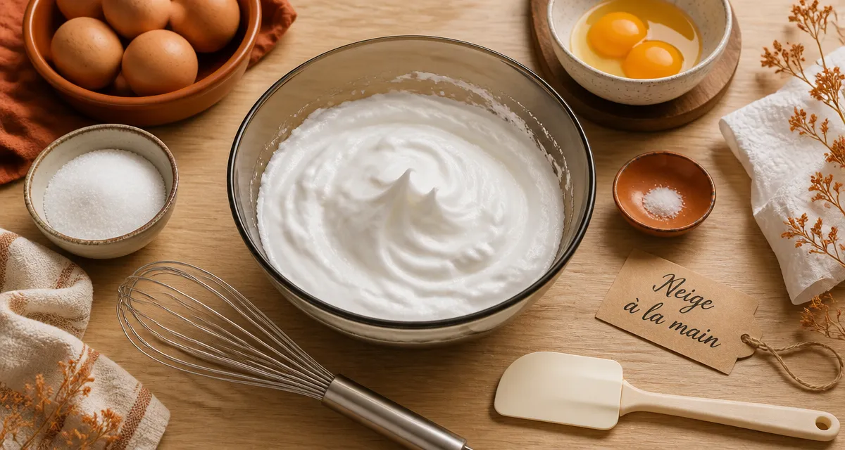 Monter des blancs en neige à la main, mousse ferme sans batteur, blancs d’œufs en crêtes