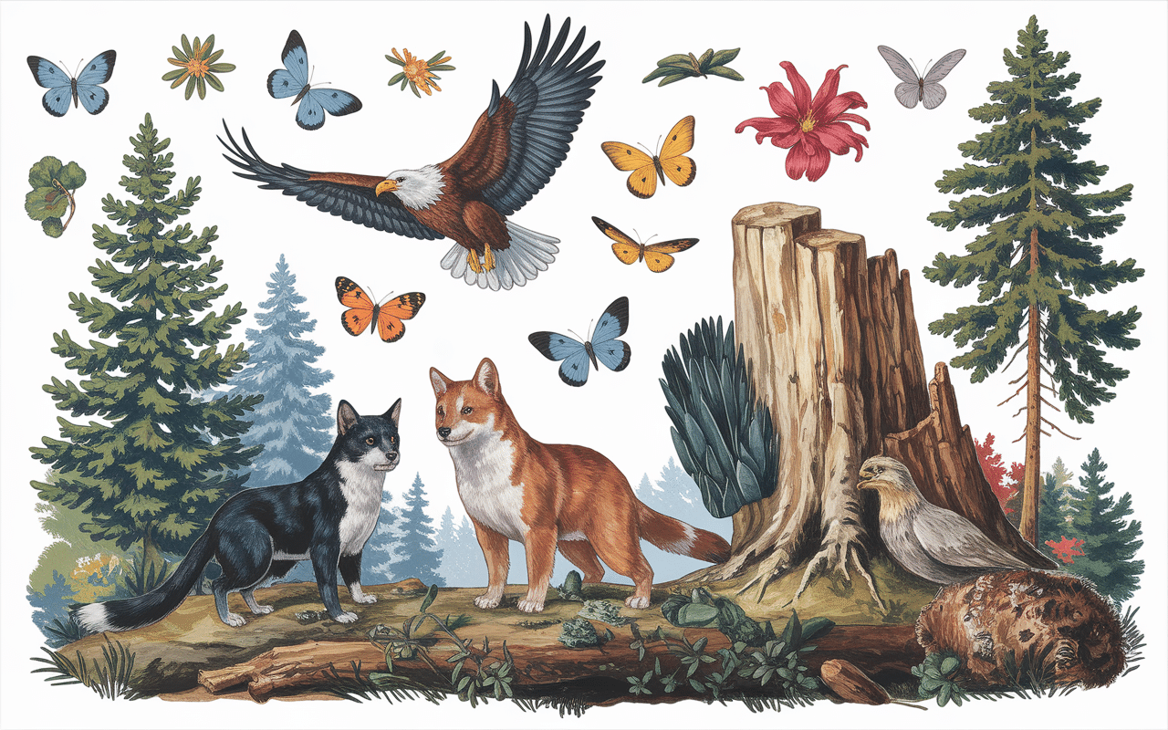 Mosaïque espèces forêt Horsh Ehden latitude 34.307701 longitude 35.996101