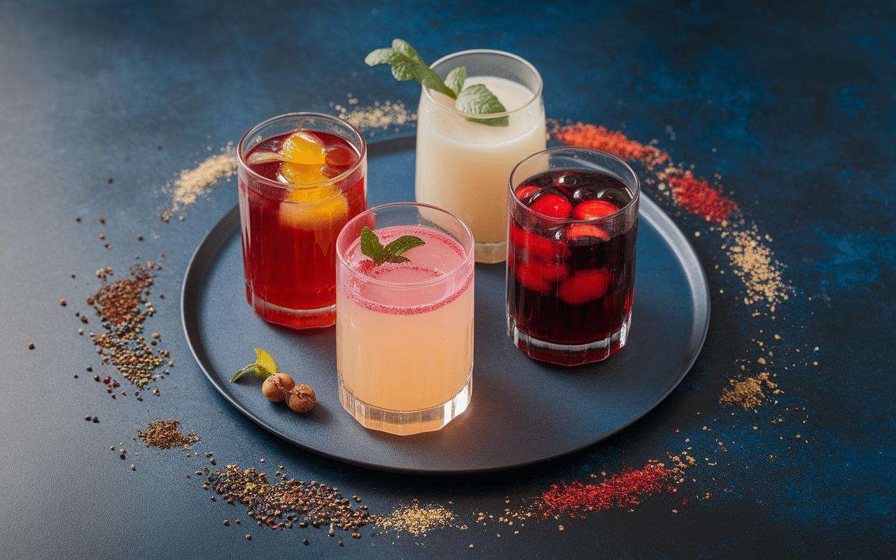 Variantes punch de noel en quatre verres differents