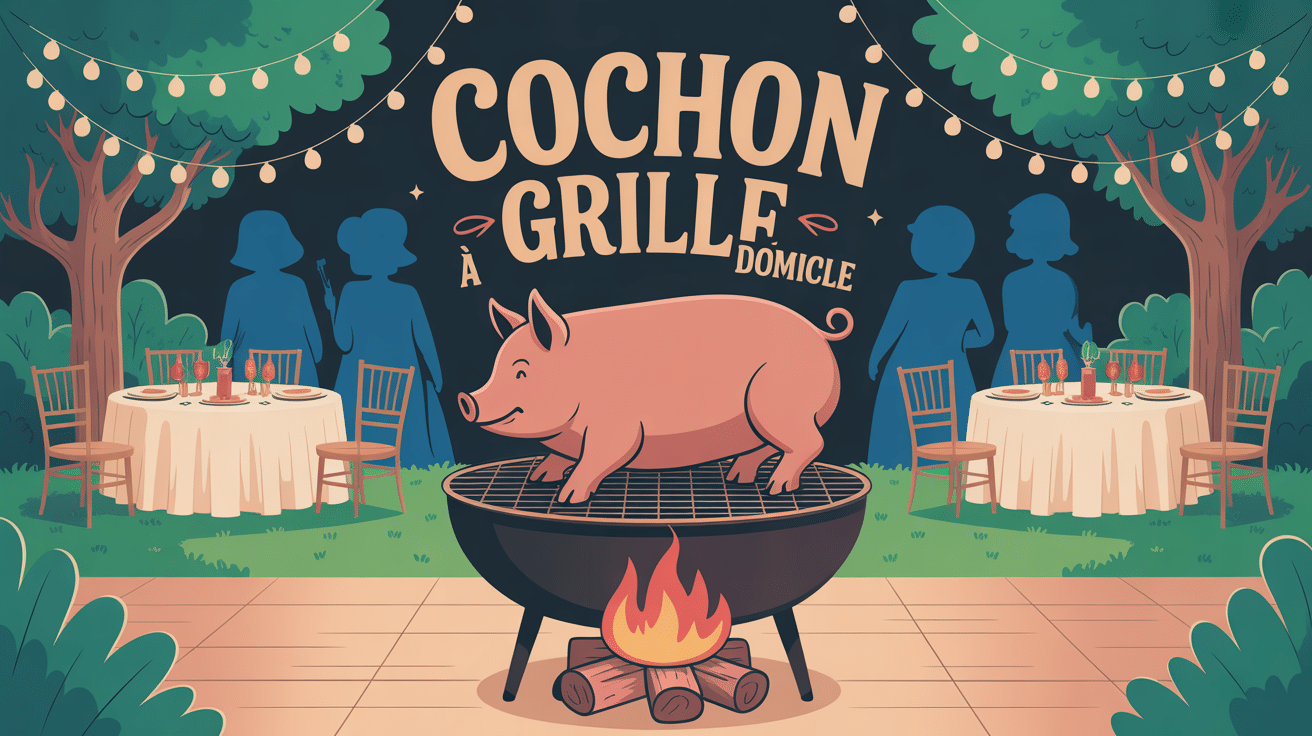 Cochon grillé à domicile dans un jardin