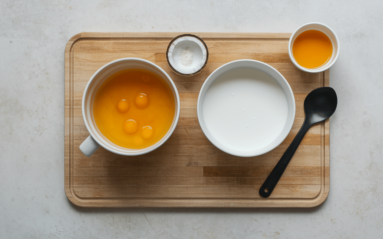 Ingrédients montrant la différence entre congolais et rocher coco préparation