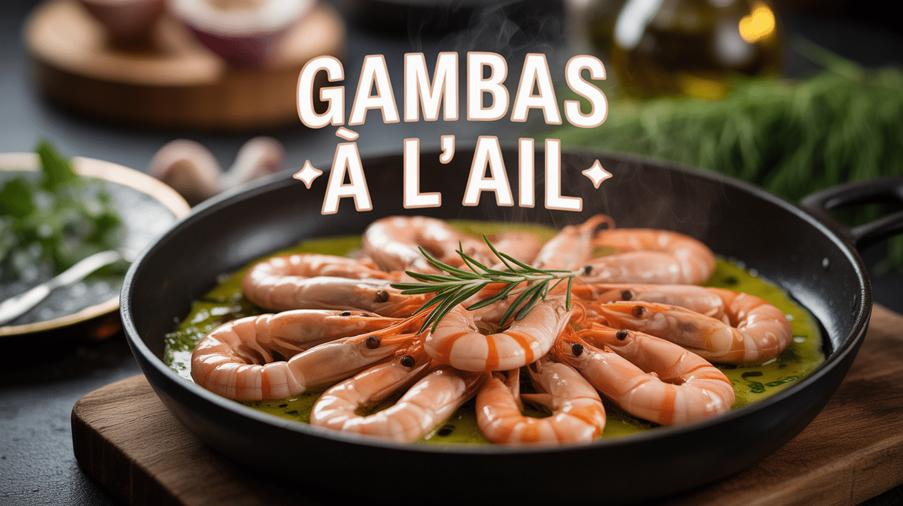 Plat gambas à l'ail recette espagnole en poêle