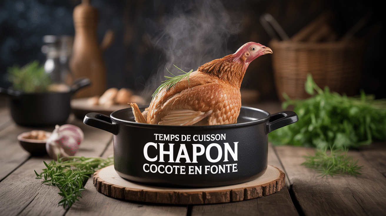 temps de cuisson chapon en cocotte en fonte présentation