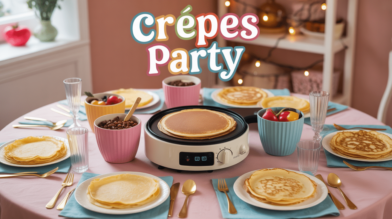 Table crepes party conviviale garnitures variées