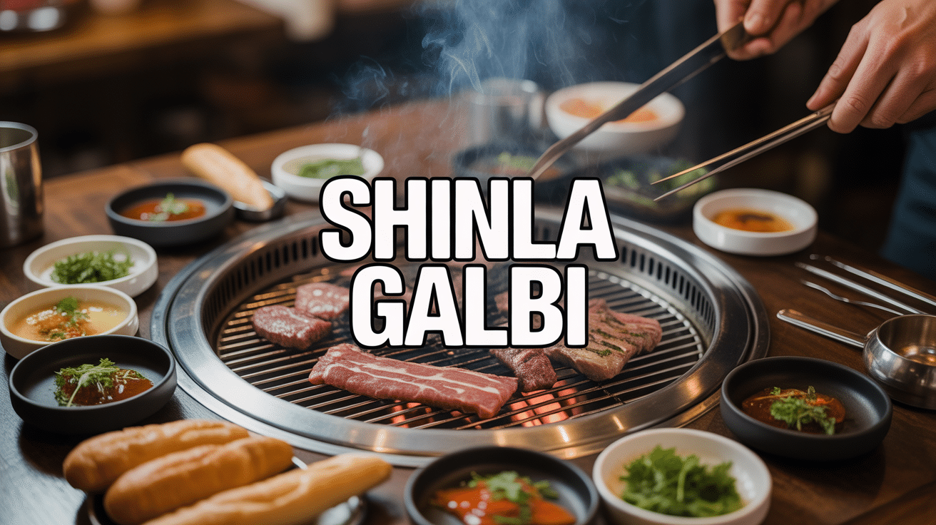 Barbecue shinla galbi avec grill de table et viandes marinées