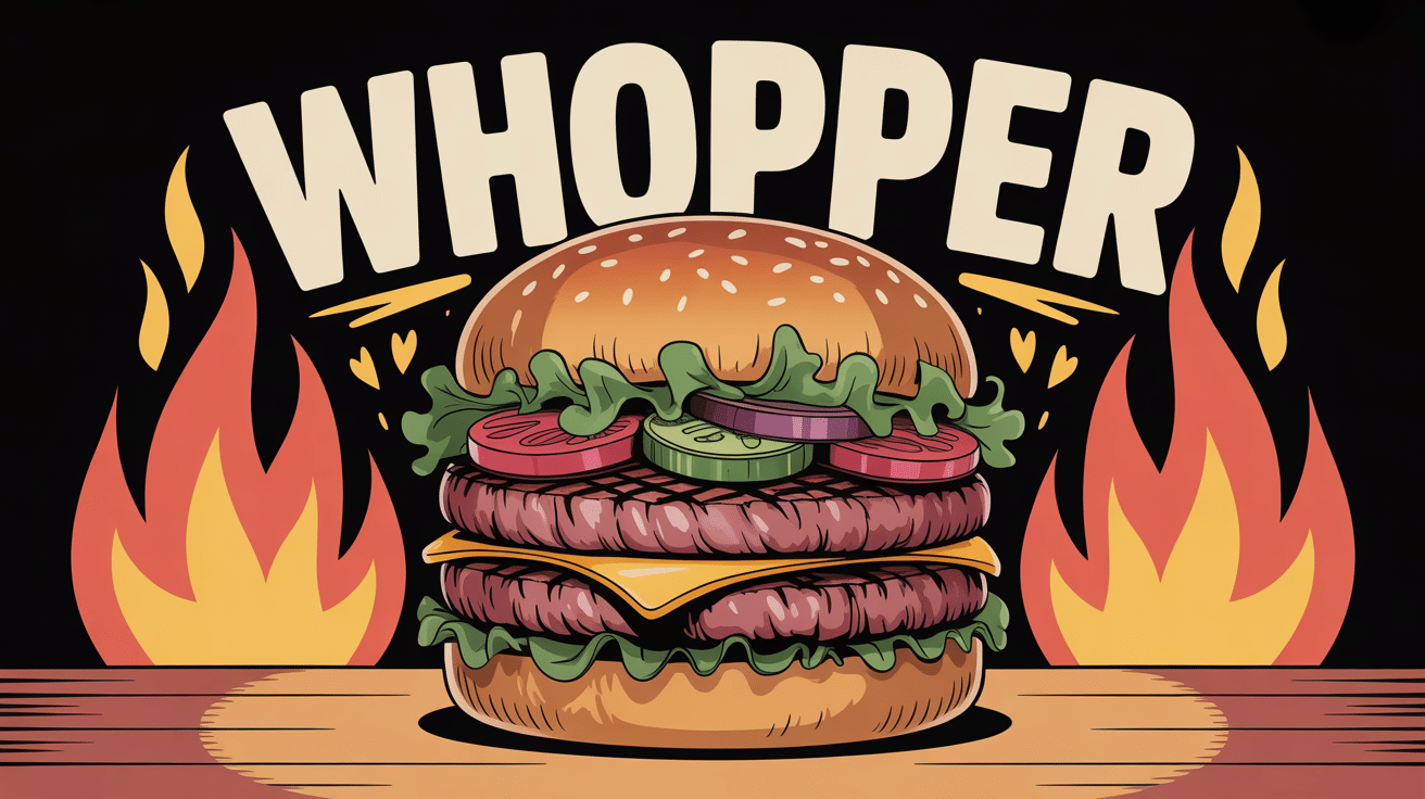 Illustration moderne de whopper géant grillé