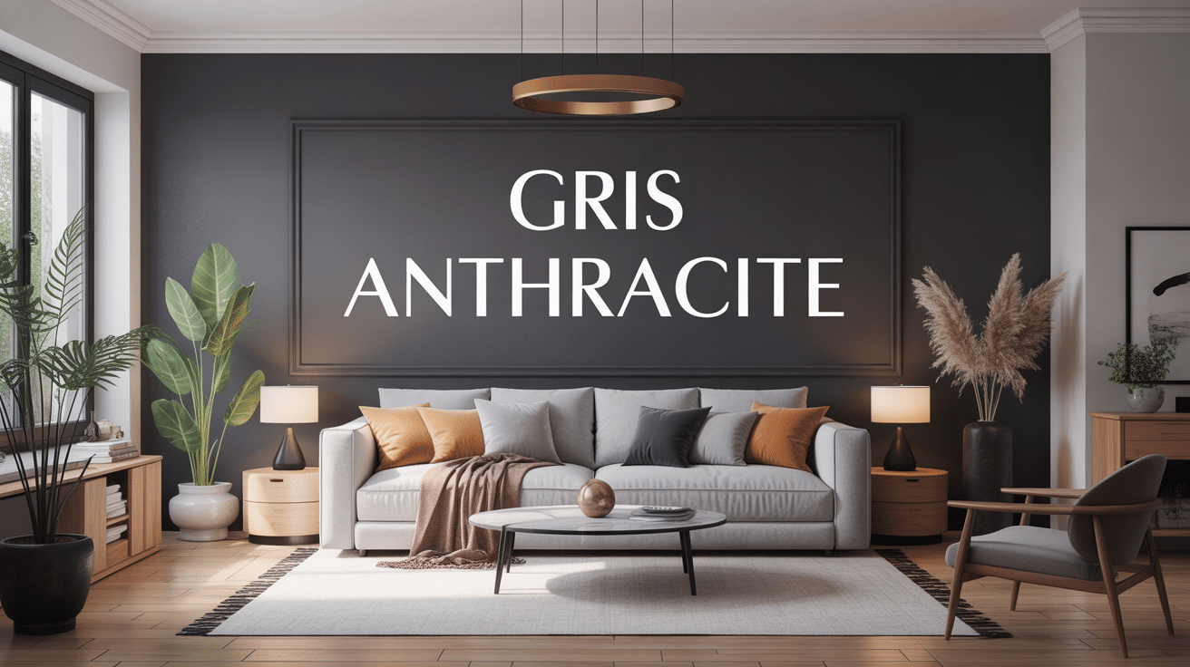 Salon élégant avec couleur gris anthracite et ambiance contemporaine