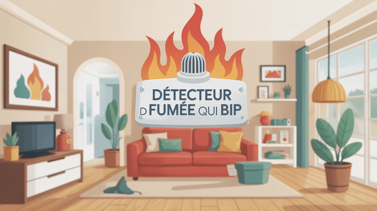 détecteur de fumée qui bip sur fond de maison intérieure