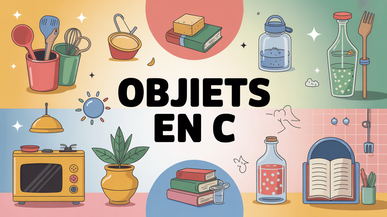 illustration objets en c thèmes cuisine école loisirs