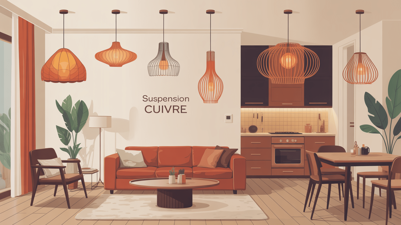 suspension cuivre intérieur moderne illustration décorative