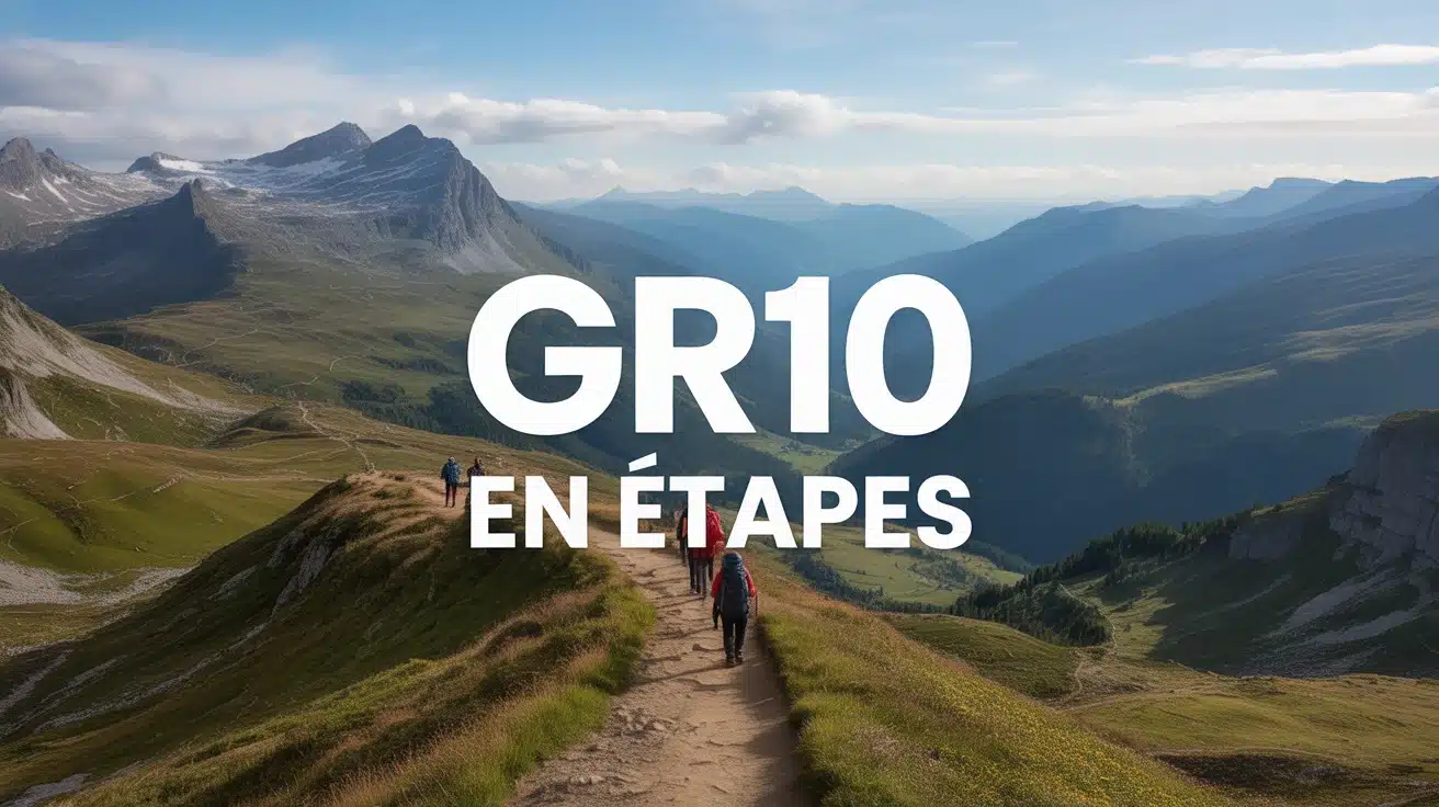 Illustration vectorielle sentier montagne GR10 en étapes