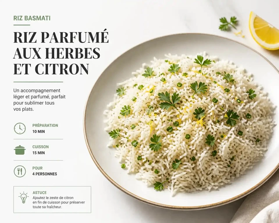 Riz en accompagnement recette avec herbes fraîches et citron