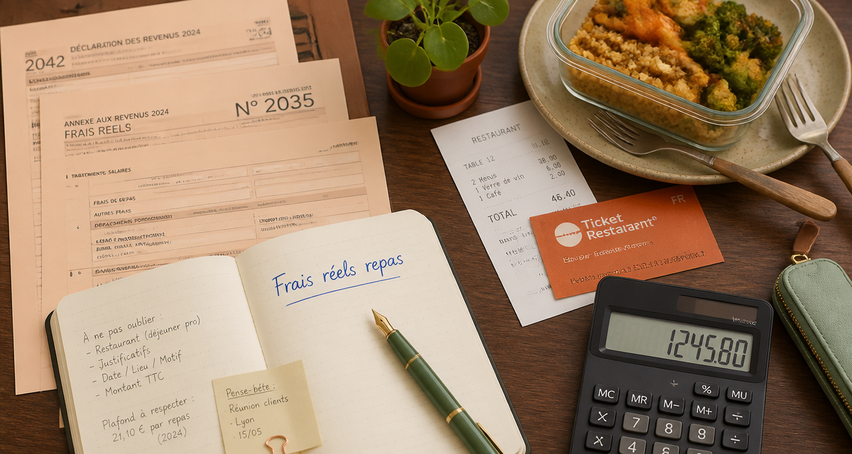 frais reel repas calculatrice documents assiette