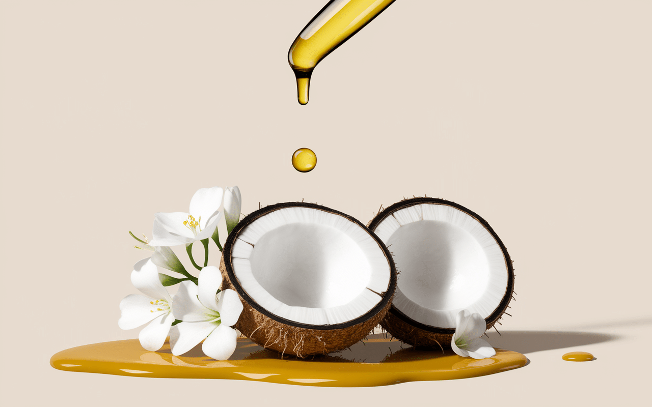 composition gouttes huile essentielle monoi coco fleurs