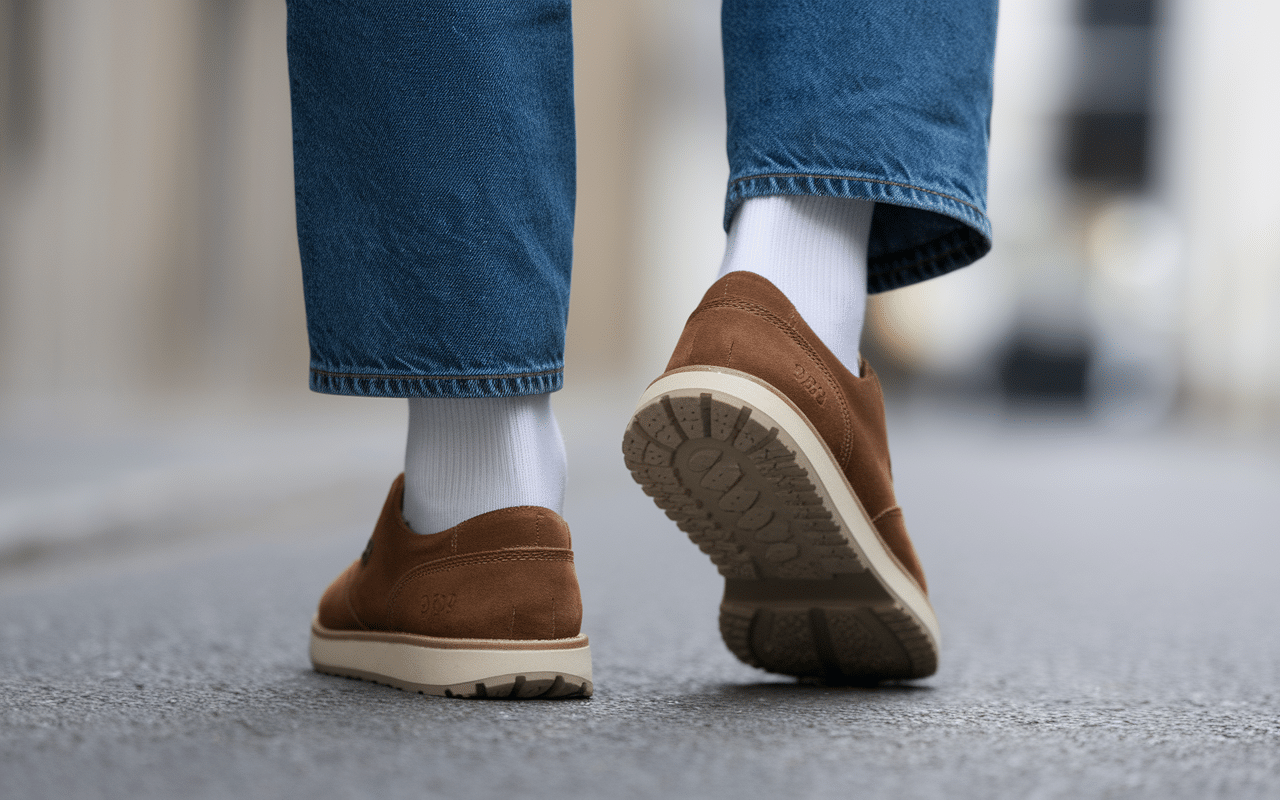 gros plan chaussette chausson pour homme semelle antidérapante