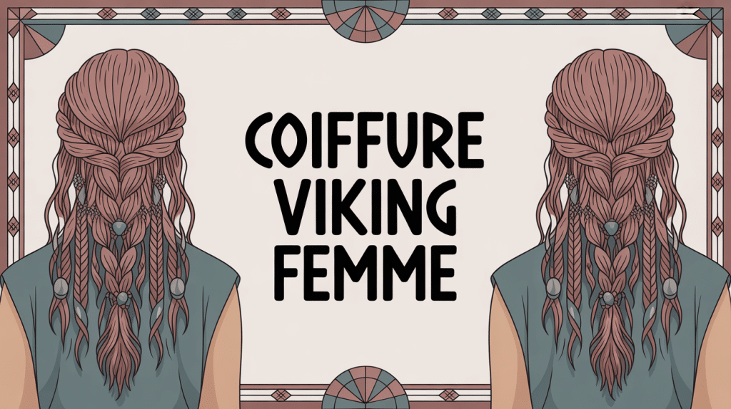 Coiffure viking femme avec tresses nordiques et anneaux métalliques