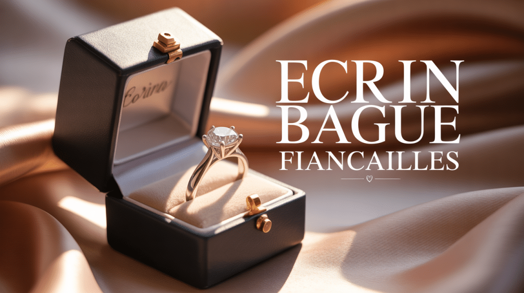 Ecrin bague fiancaille ouvert avec bague diamants