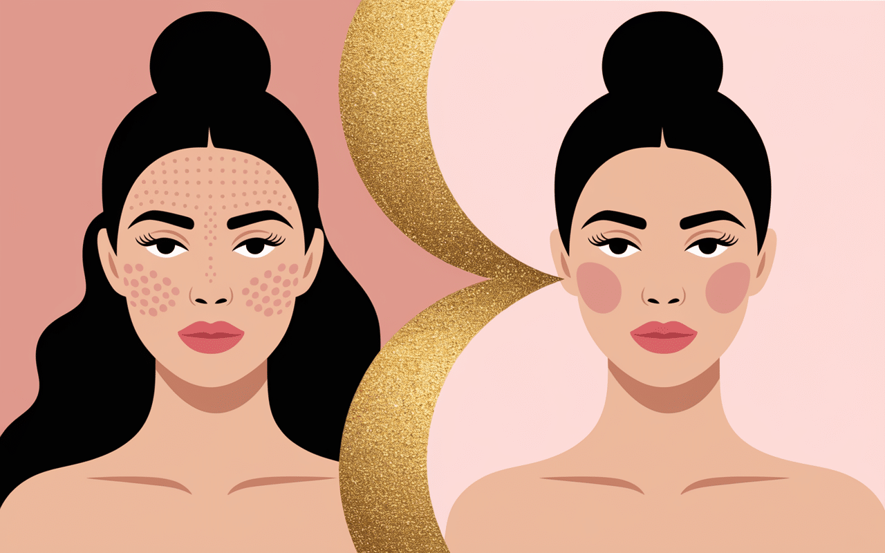 Comparatif électrolyse visage avant / après transformation poils peau lisse