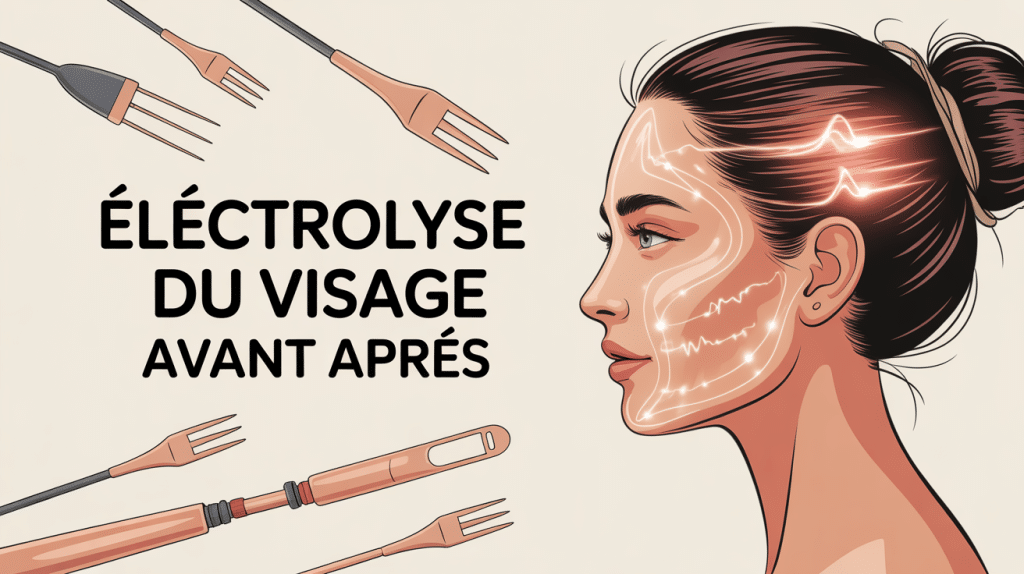 Illustration électrolyse visage avant / après femme peau lisse