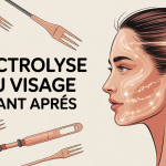 Illustration électrolyse visage avant / après femme peau lisse