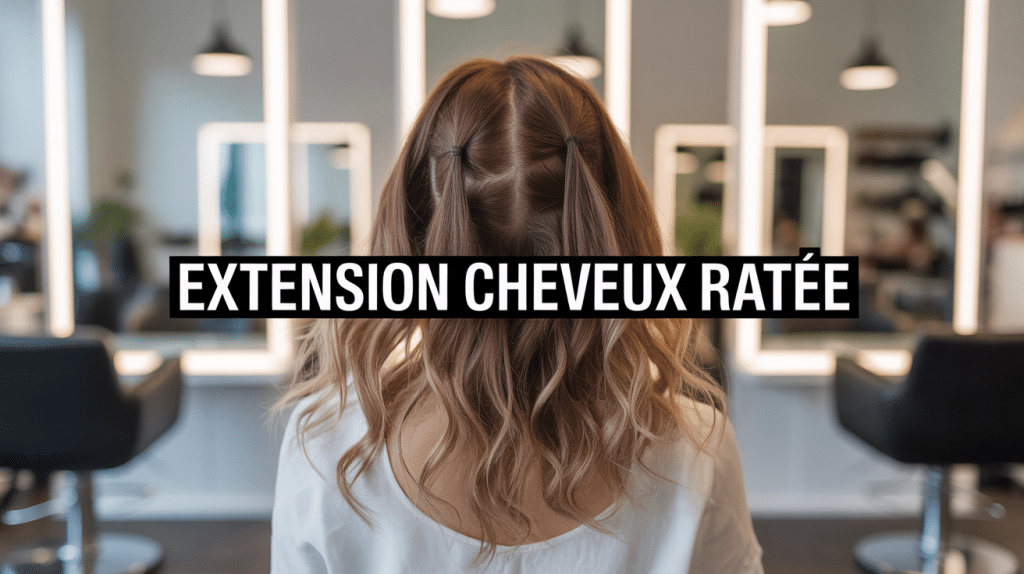 Extension cheveux raté abîmée vue de dos dans un salon