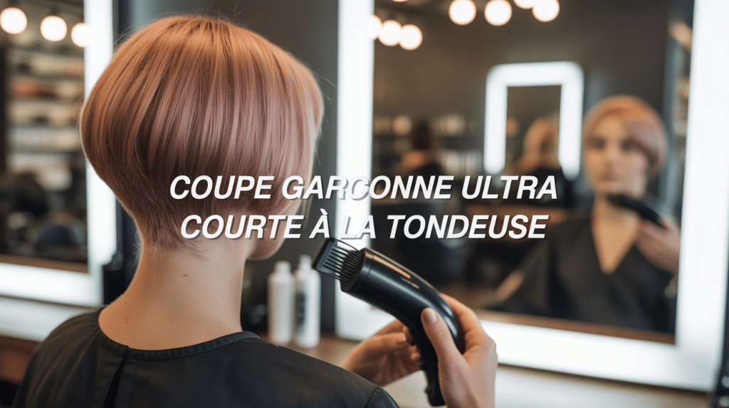 coupe garçonne ultra courte femme tondeuse vue de dos salon