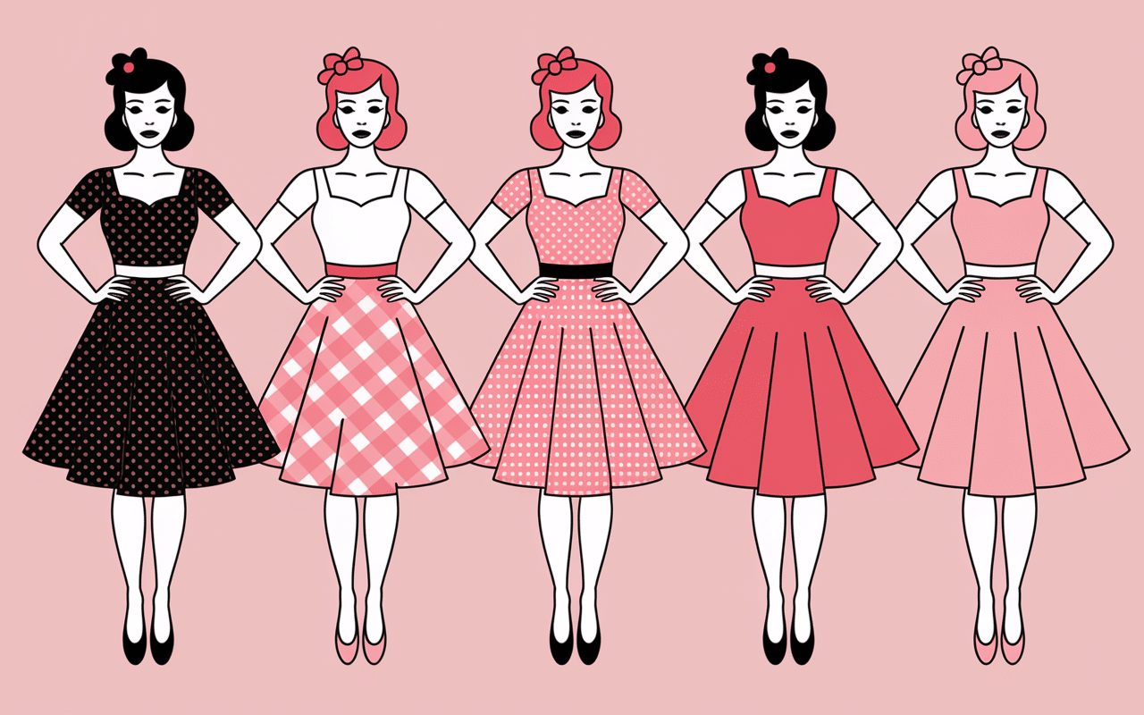 Look année 50 rockabilly femme vêtements iconiques