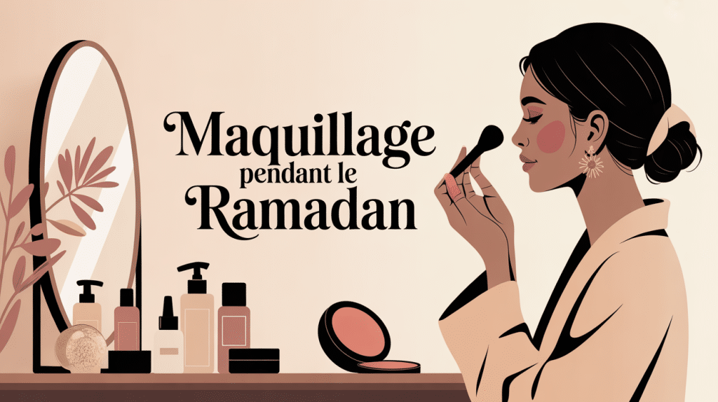 Illustration ramadan maquillage femme appliquer make up naturel