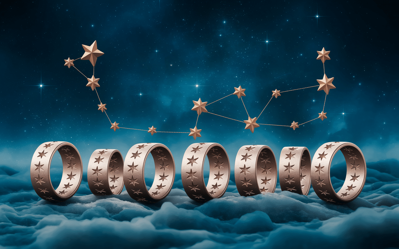 Ring with stars disposition céleste gravures étoiles