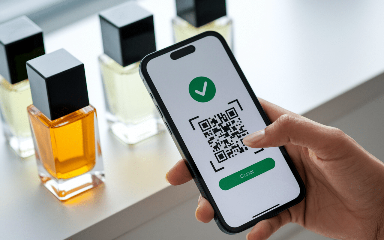 Smartphone scanne code barre parfum original