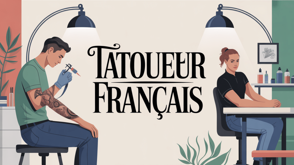 tatoueur français en studio moderne travaillant