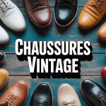 Vintage chaussures escarpins mocassins bottines sur bois