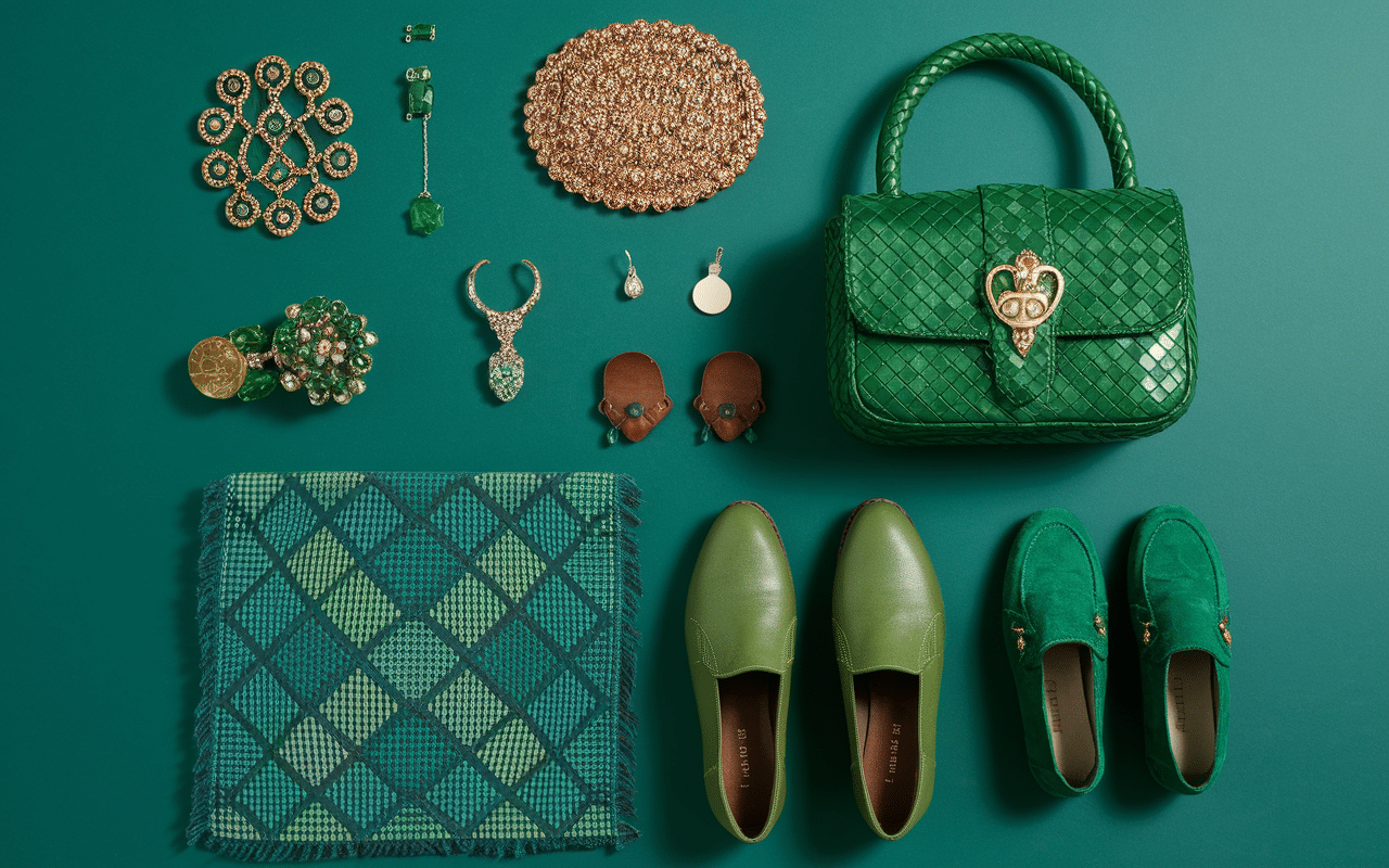 Accessoires verts tenue saint patrick femme bijoux foulard