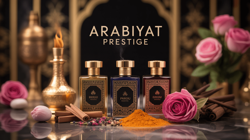 arabiyat prestige parfums orientaux dorés sur marbre noir
