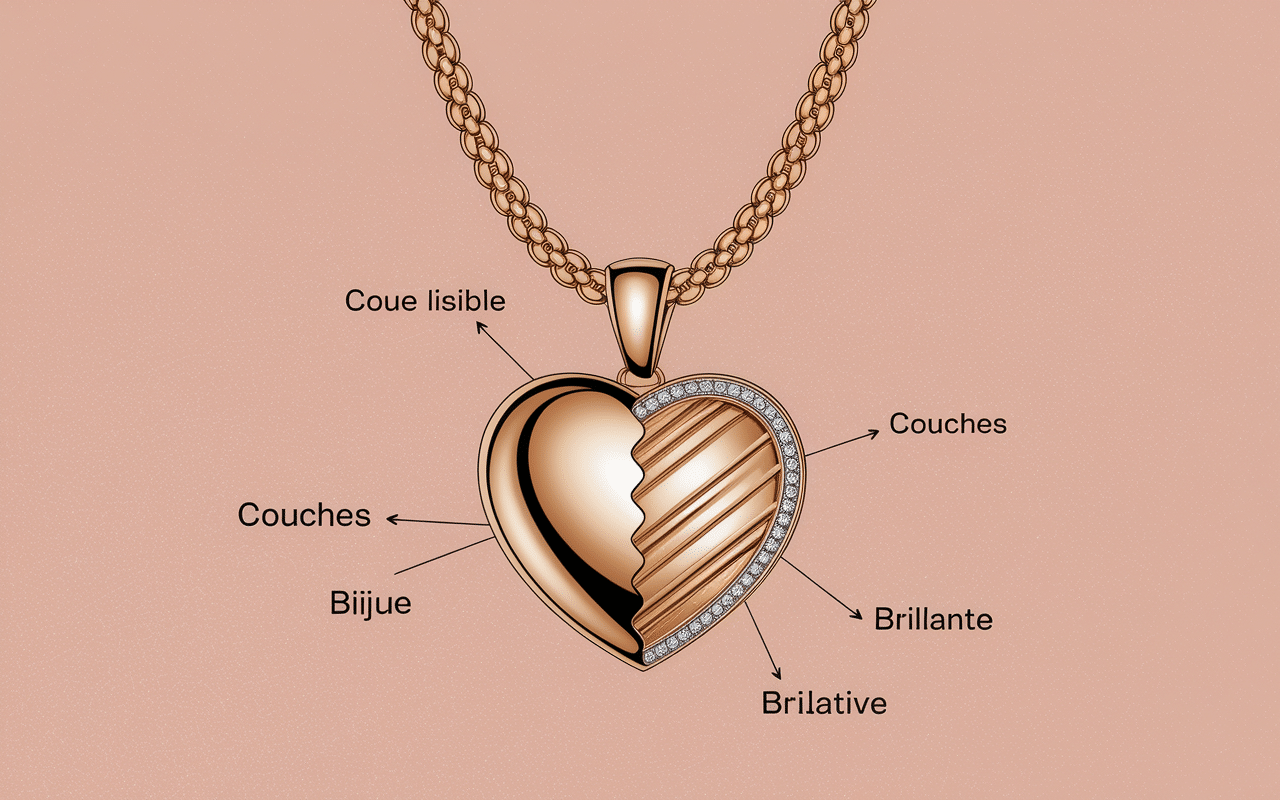 schéma bijoux en vermeil coupe cœur argent