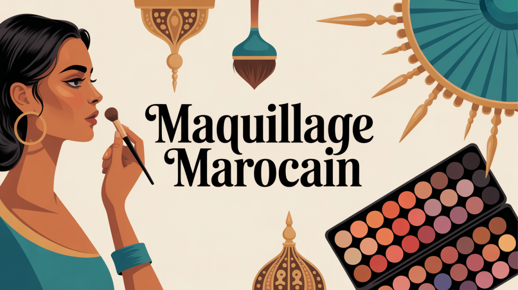 illustration femme applique maquillage marocain