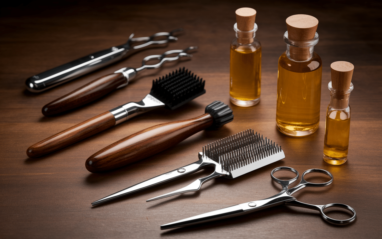 Outils de barbier favories barbe nature morte