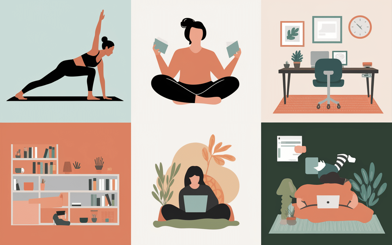 personne yoga detente lisant portant pantalon thailandais