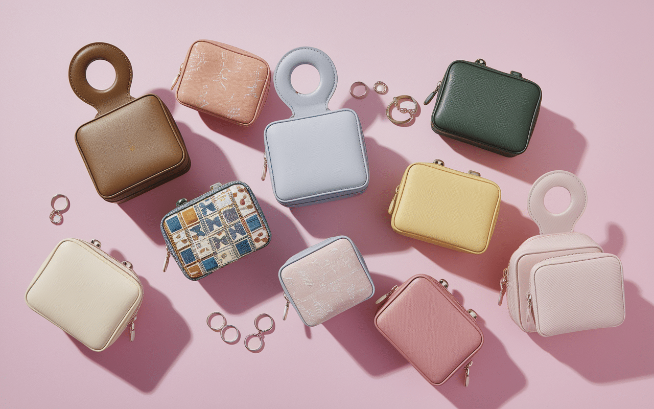 Collection de pochettes bijou de tailles et styles varies