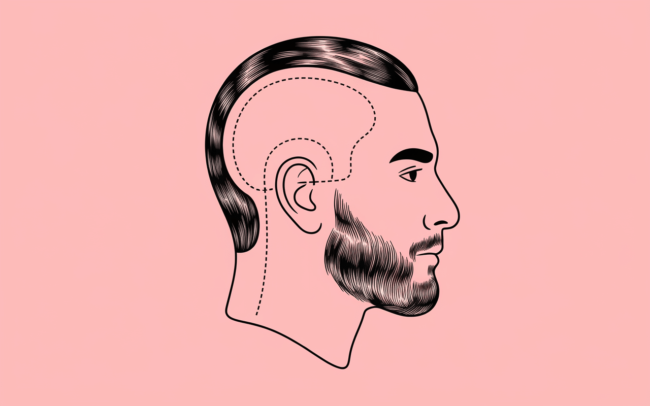 Schéma coupe couronne homme zones coupe