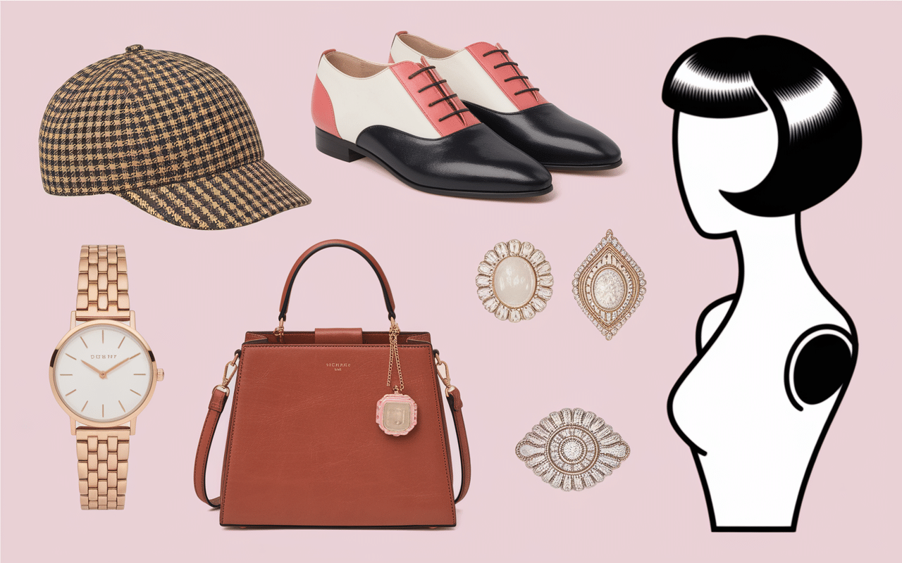 Accessoires vintage et coiffure bob style Peaky Blinders femme